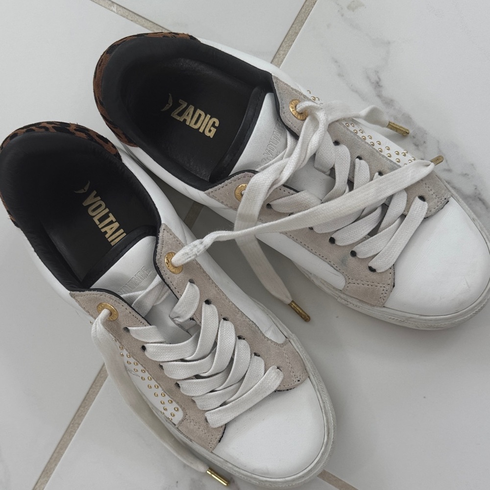 Zadig & Voltaire White and Brown Sneakers